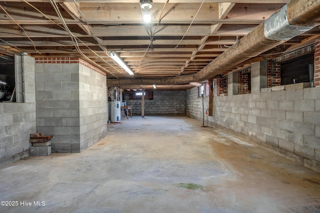 basement with water heater