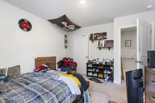 carpeted bedroom with multiple windows