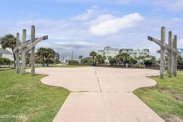 view of community featuring a yard