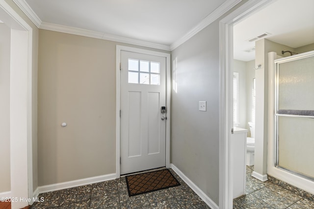 foyer entrance with ornamental molding