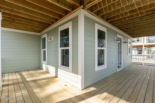 wooden terrace with covered porch