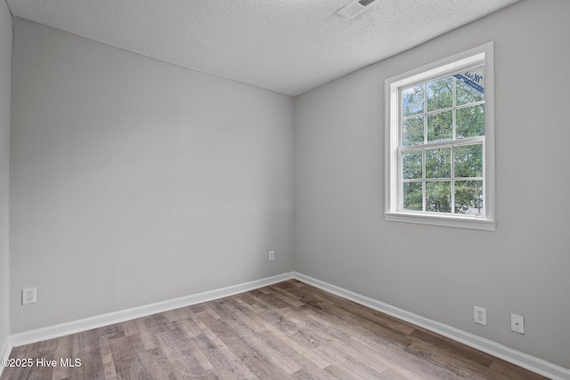 empty room featuring light hardwood / wood-style floors, a wealth of natural light, and a textured ceiling