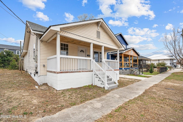 view of front facade featuring covered porch