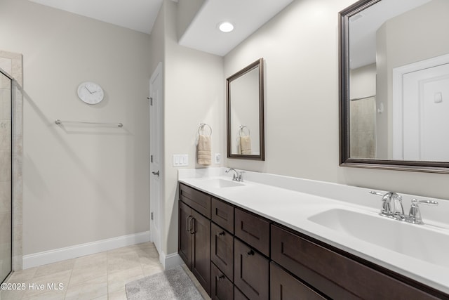 bathroom featuring vanity and tile patterned floors