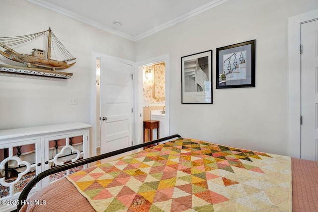 bedroom featuring crown molding