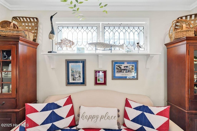 bedroom with ornamental molding