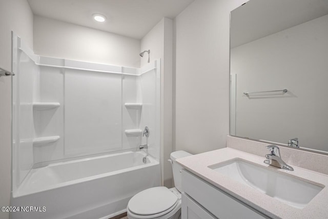 full bathroom with toilet, shower / bathtub combination, and vanity