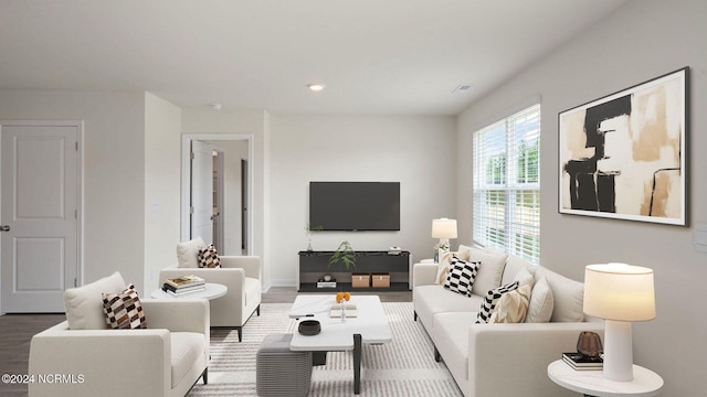 living room with hardwood / wood-style floors