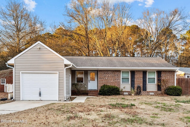 single story home featuring a garage