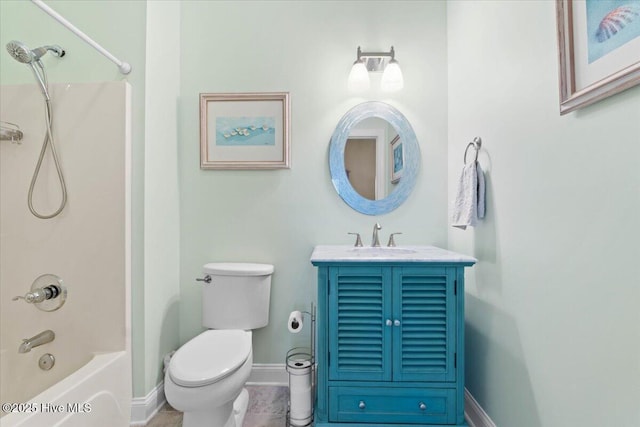 full bathroom with vanity, toilet, and shower / bathing tub combination