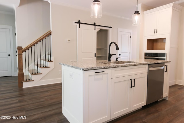 bathroom featuring baseboards, vanity, wood finished floors, and a marble finish shower