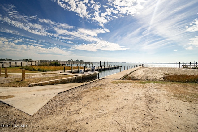 dock area featuring a water view