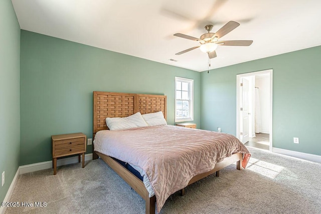 bedroom featuring carpet and ceiling fan