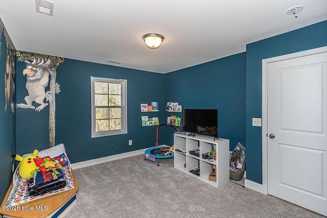 game room featuring carpet floors