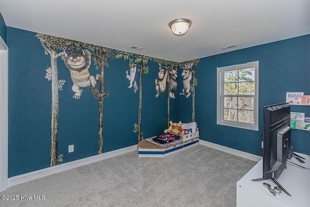 game room featuring carpet floors