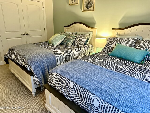 carpeted bedroom featuring a closet