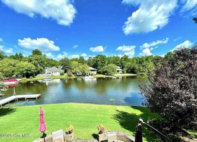 water view with a boat dock