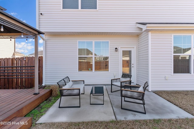 view of patio / terrace with a wooden deck and outdoor lounge area