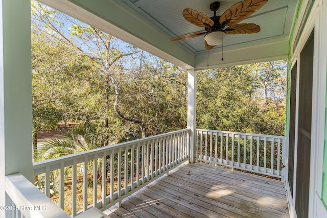 wooden terrace with ceiling fan