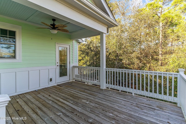 deck featuring ceiling fan