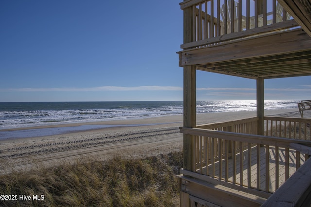 property view of water with a beach view