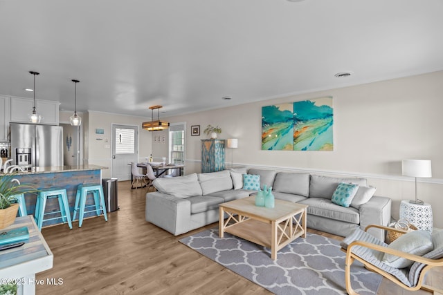 living room with wood-type flooring