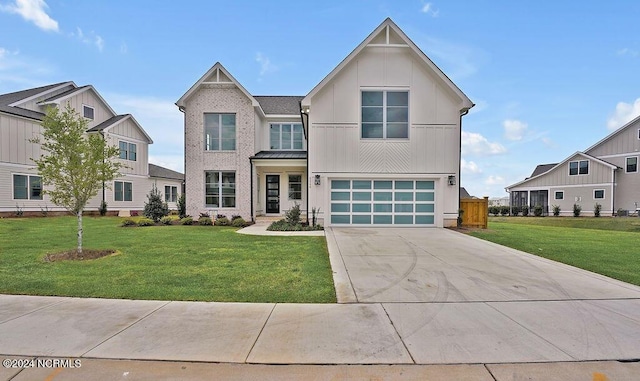 view of front facade with a front lawn and a garage