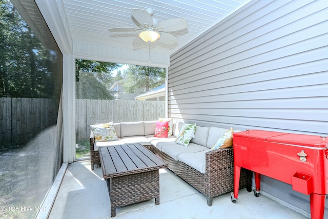 view of patio / terrace with outdoor lounge area and ceiling fan