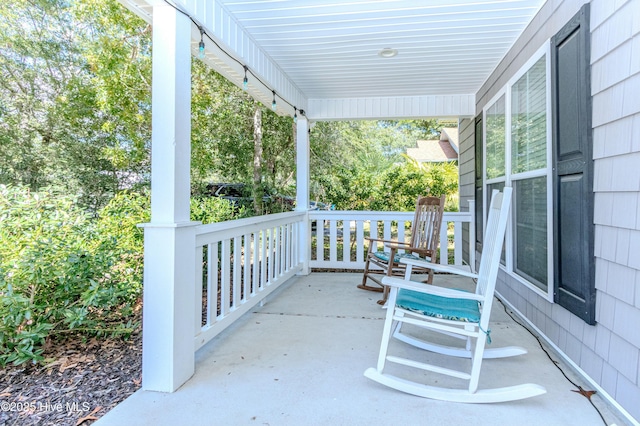 view of patio featuring covered porch