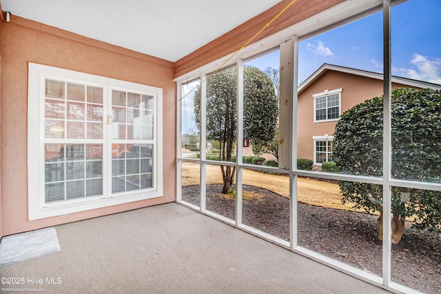 view of unfurnished sunroom