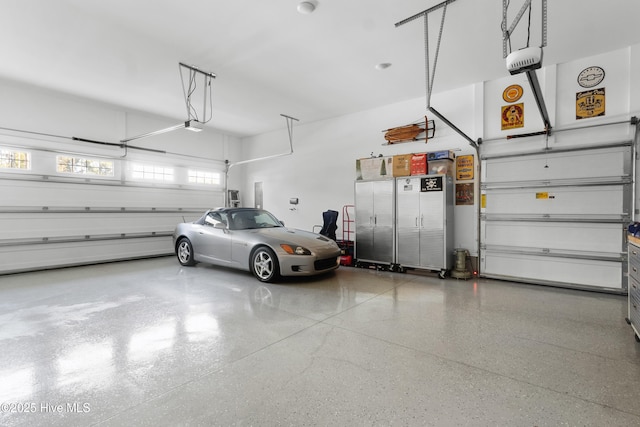 garage with a garage door opener