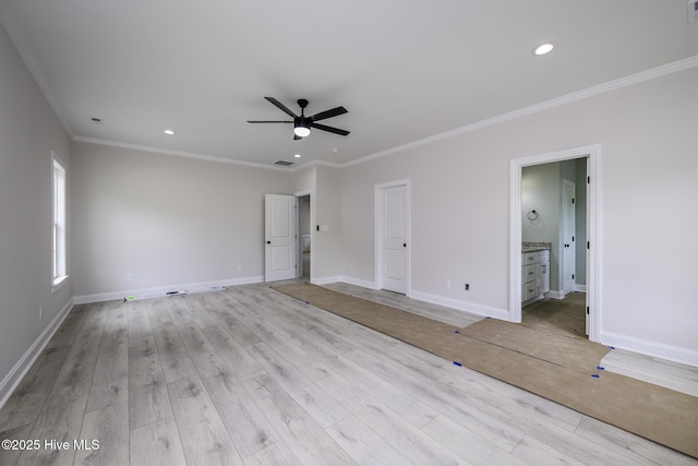 682 Crump Farm Rd, New Bern, NC 28562 - unfurnished room featuring baseboards, recessed lighting, ornamental molding, and a ceiling fan