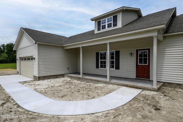 682 Crump Farm Rd, New Bern, NC 28562 - view of front of house featuring a porch, a shingled roof, and an attached garage