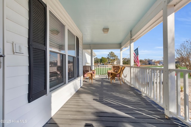 deck featuring a porch