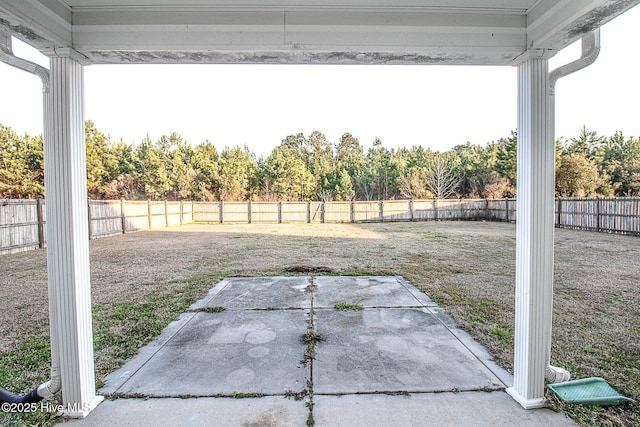 view of yard with a patio area and a fenced backyard