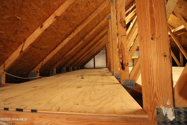 view of unfinished attic