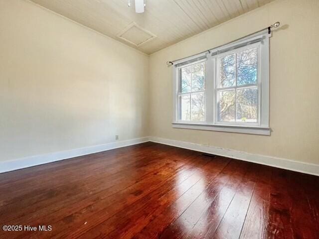 spare room featuring dark hardwood / wood-style floors