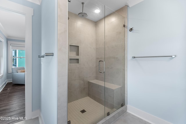 bathroom featuring walk in shower