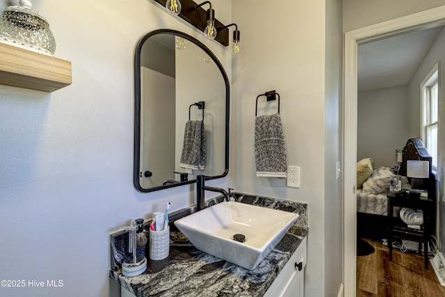 bathroom featuring wood-type flooring and vanity