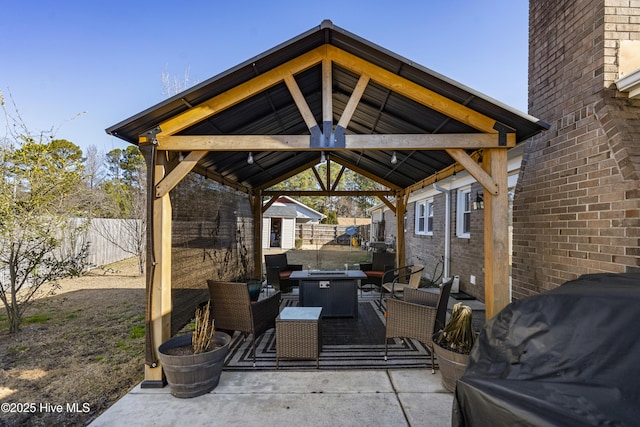 view of patio with a gazebo and grilling area