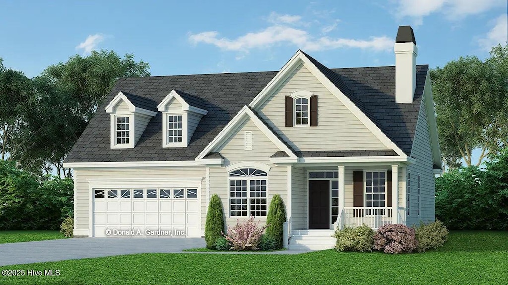 view of front facade featuring a garage and a front yard