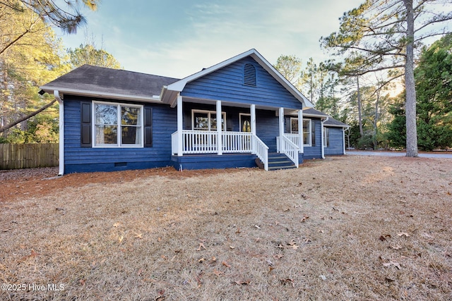 view of front of home featuring covered porch