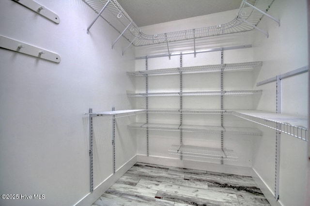 spacious closet with light wood-type flooring