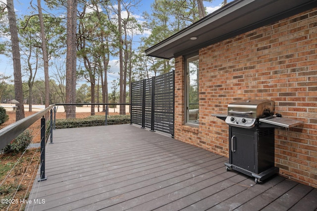 deck with a grill