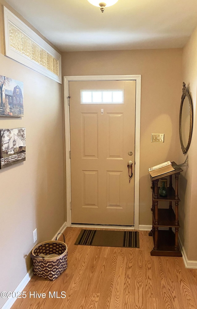 doorway to outside featuring light wood-type flooring