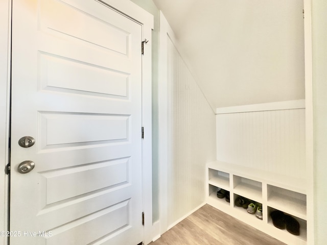 mudroom with light wood-type flooring