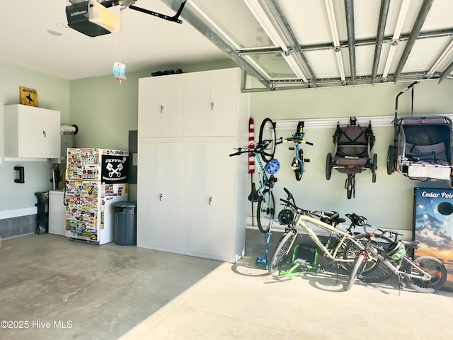 garage with a garage door opener