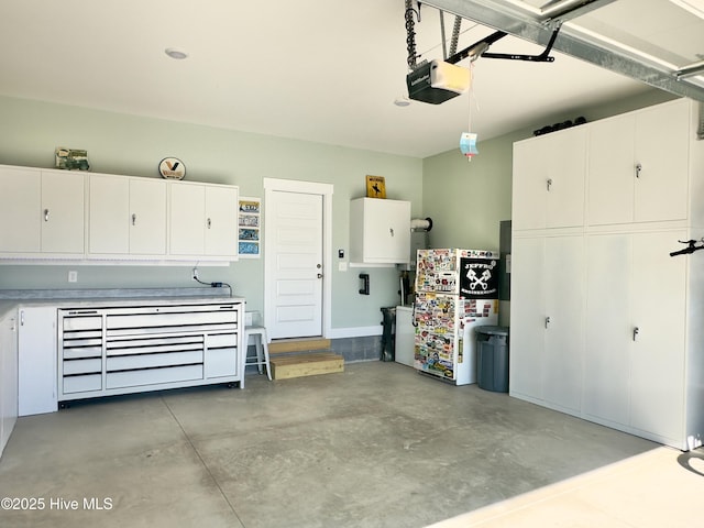 garage with a garage door opener