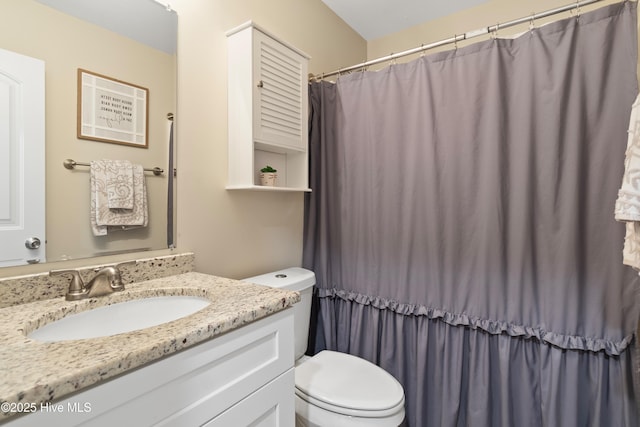 62 NE Dr NW, Calabash, NC 28467 - full bathroom featuring toilet, vanity, and a shower with shower curtain