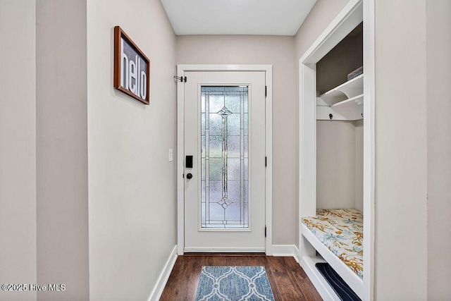 mudroom with dark hardwood / wood-style flooring